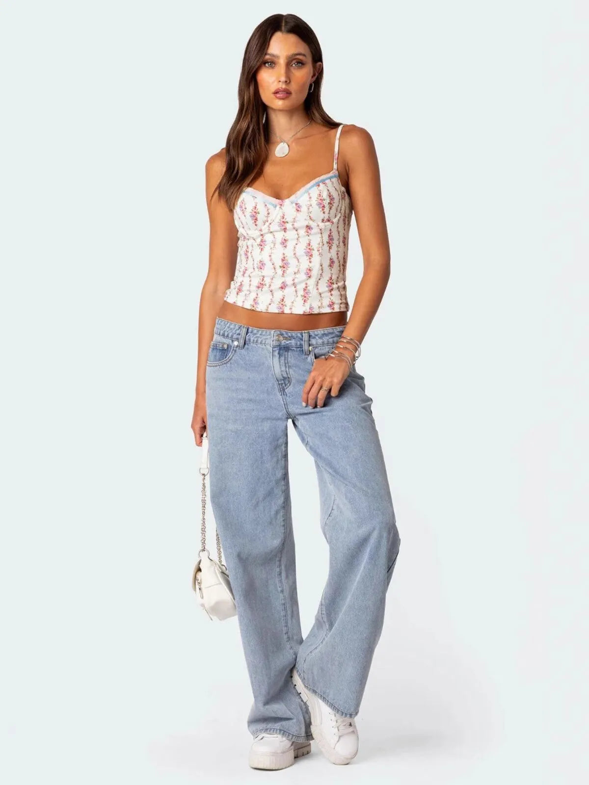 Ditsy Floral Spaghetti Strap Crop Cami