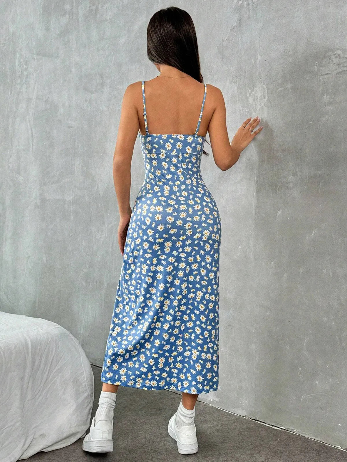 Ditsy Floral Spaghetti Strap Bodycon Dress