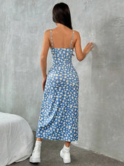 Ditsy Floral Spaghetti Strap Bodycon Dress
