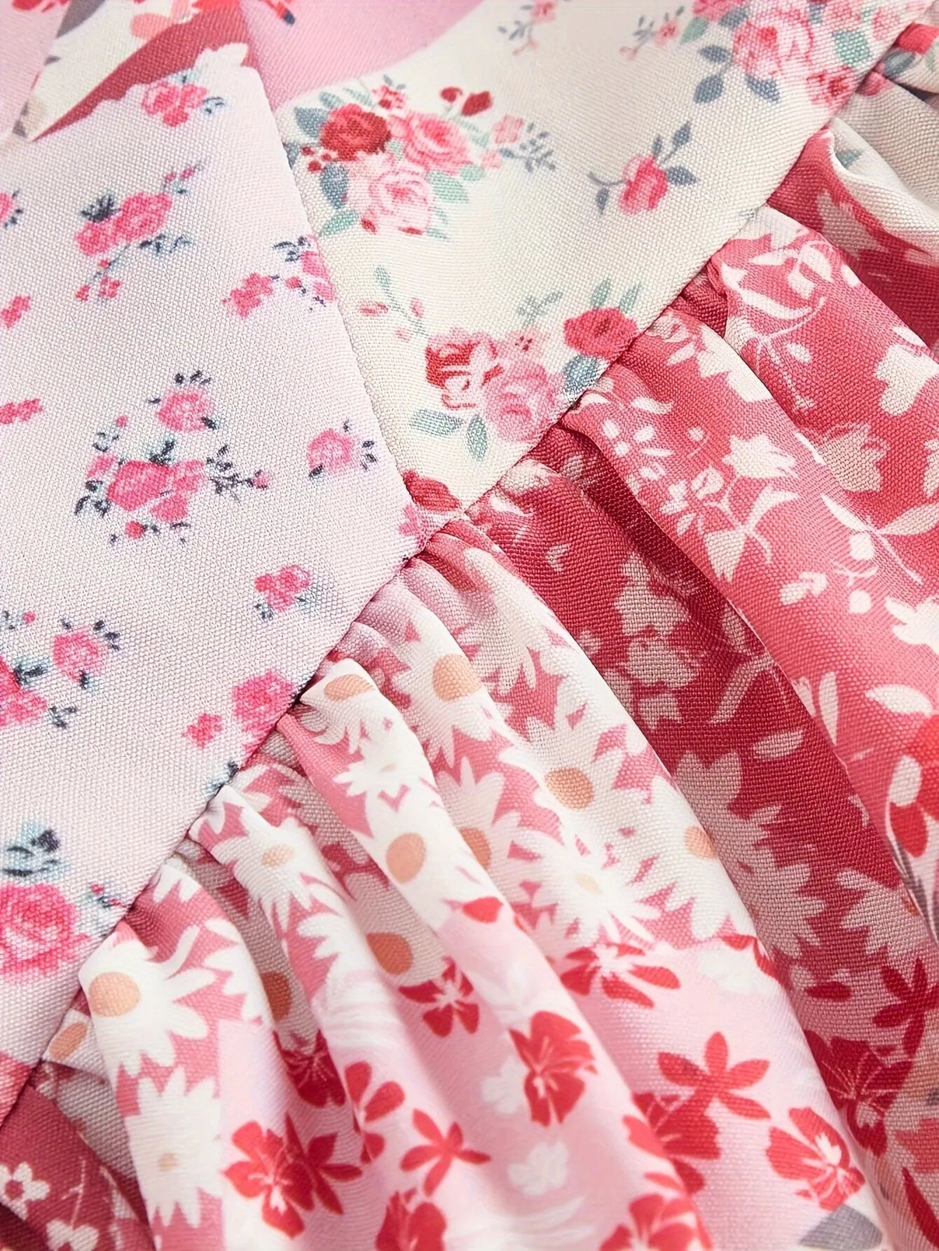 Ditsy Floral Sweet Garden Backless Spaghetti Strap Tiered Dress