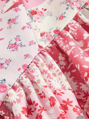 Ditsy Floral Sweet Garden Backless Spaghetti Strap Tiered Dress