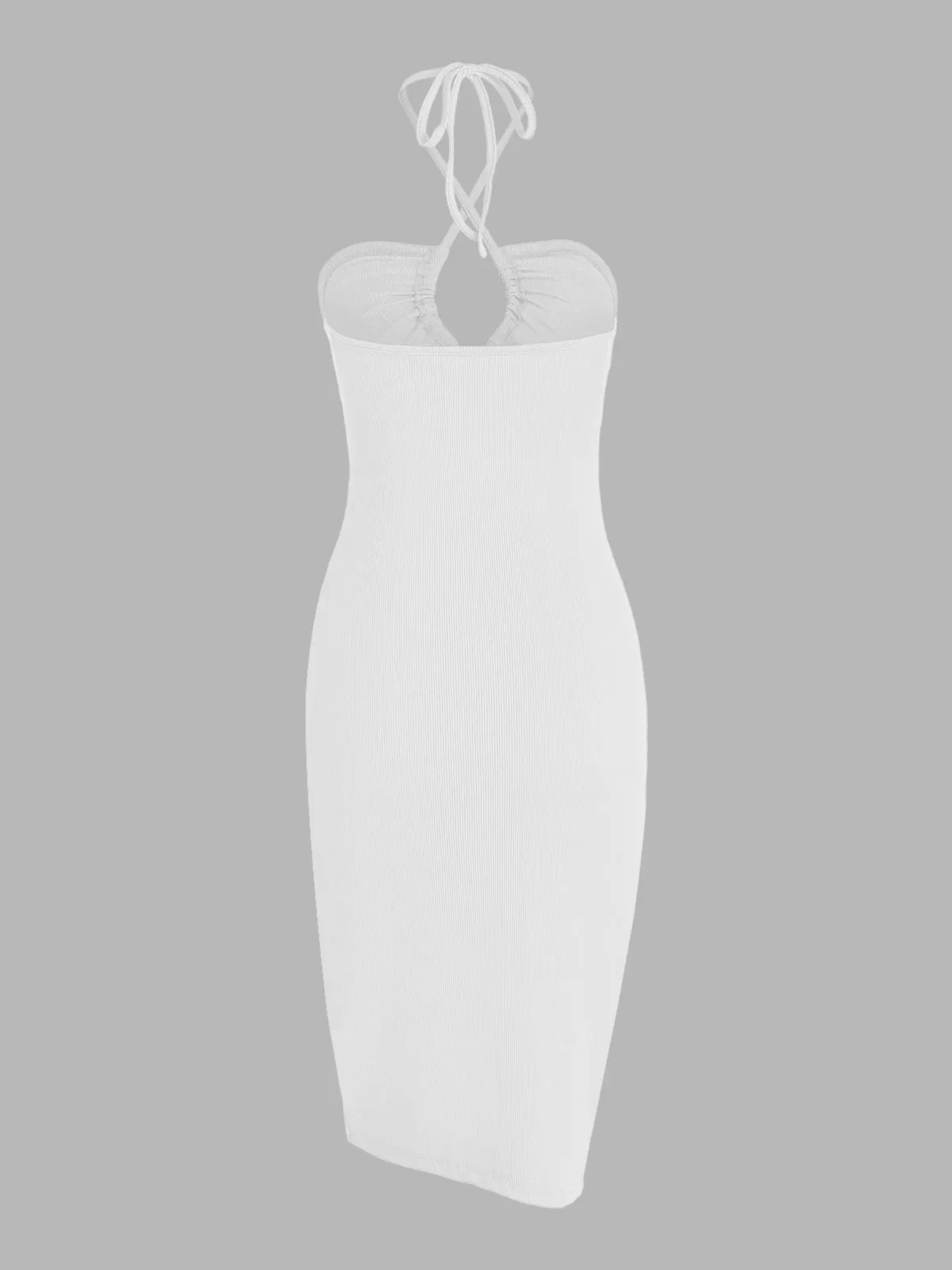 Solid Lace-up Criss Cross Halter Neck Cut-out Slit Backless Bodycon Dress