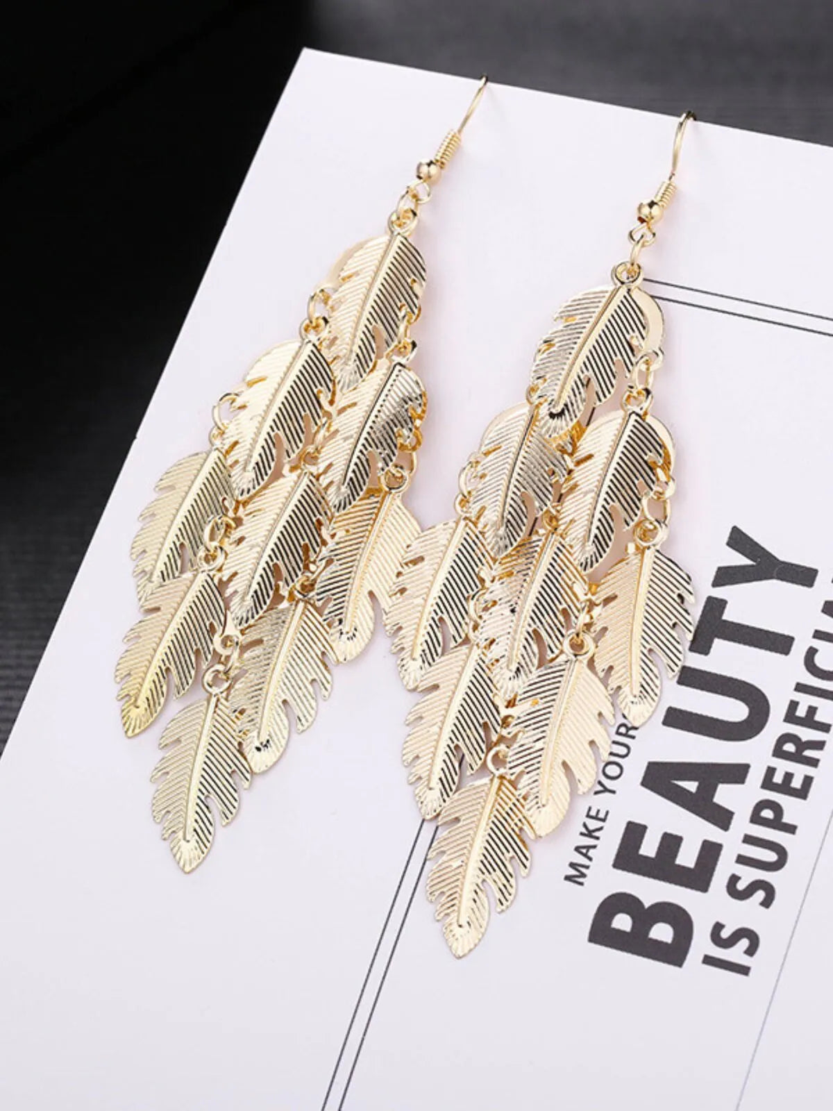 Rustic Elegant Metal Leaf Drop Earrings