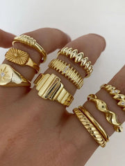 Elegant Style 10-pack Bejeweling Alloy Ring
