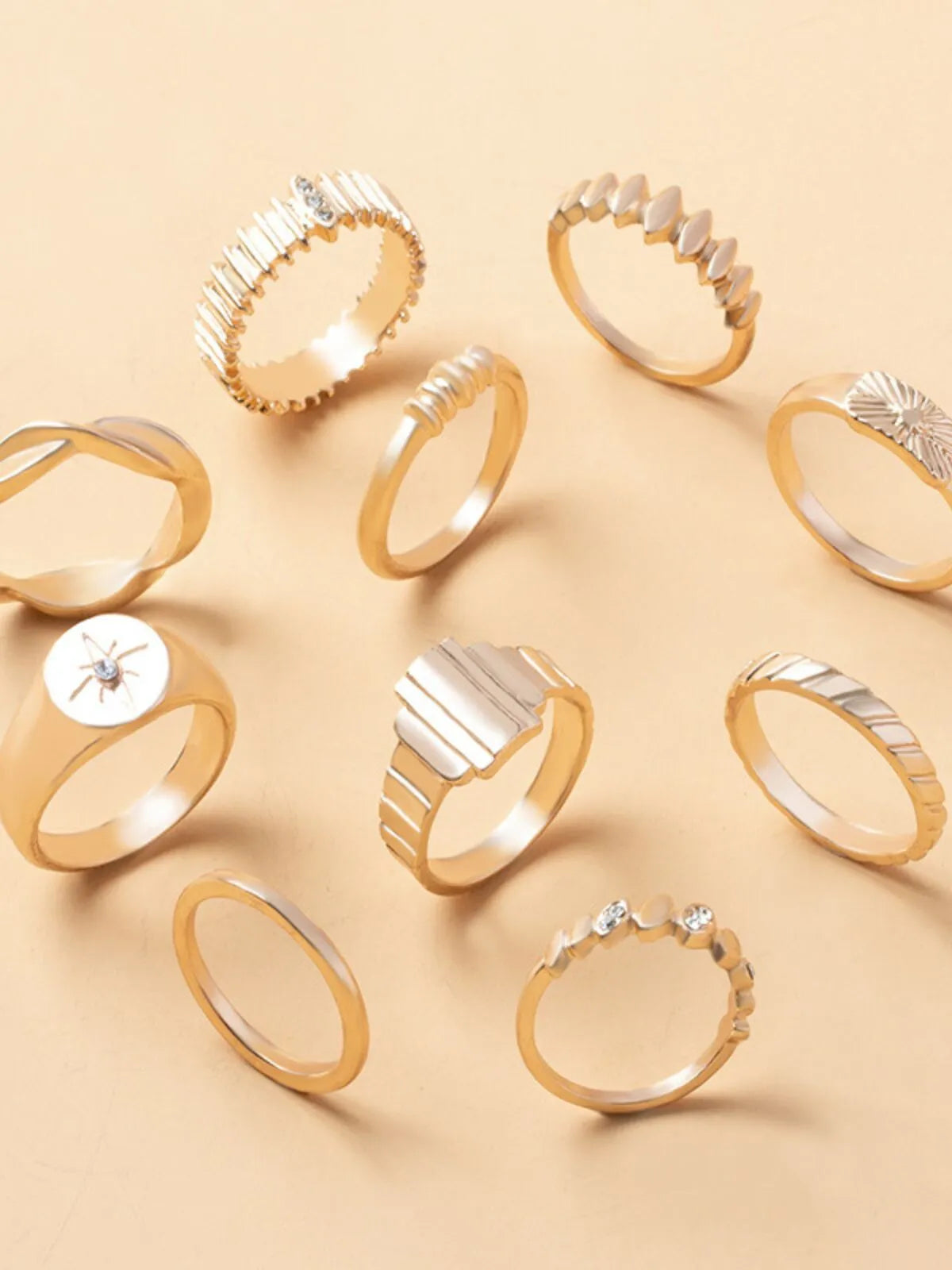 Elegant Style 10-pack Bejeweling Alloy Ring