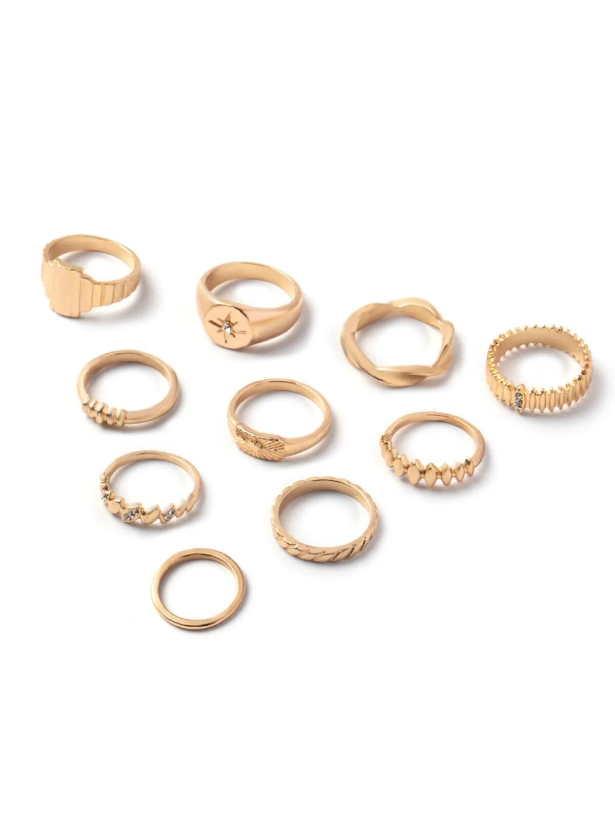 Elegant Style 10-pack Bejeweling Alloy Ring