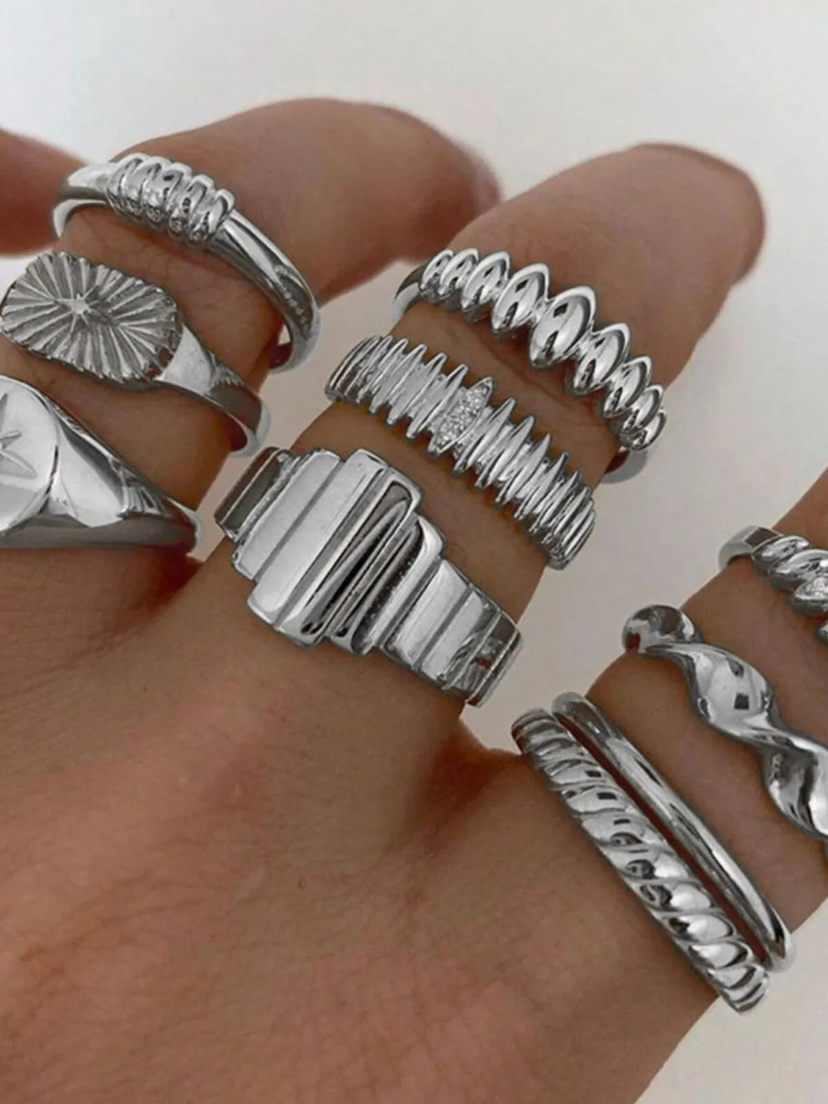 Elegant Style 10-pack Bejeweling Alloy Ring