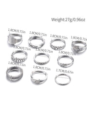 Elegant Style 10-pack Bejeweling Alloy Ring