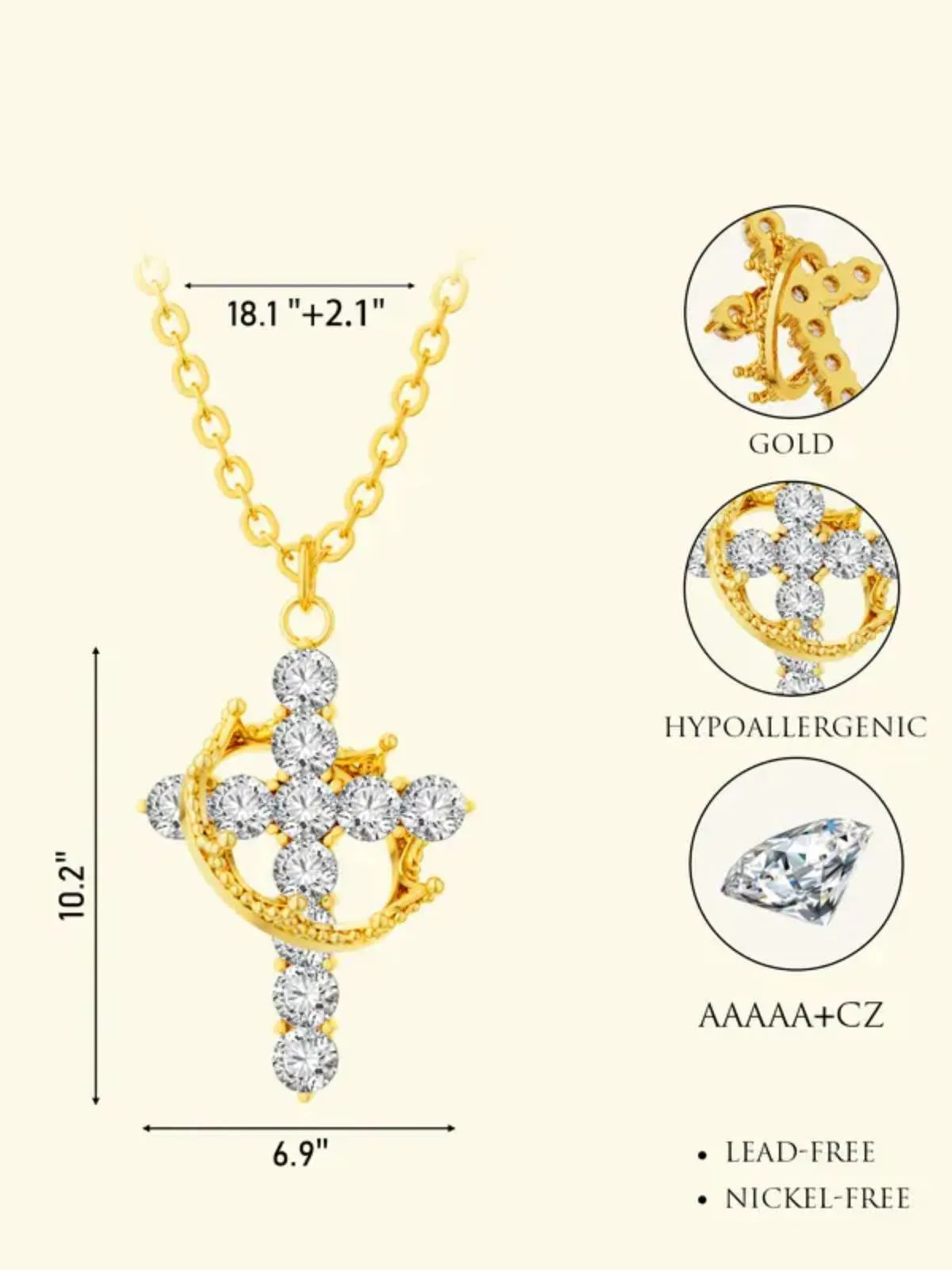 1pc Simple Crown Cross Pendant All-match Exquisite Jewelry Necklace for Women & Men