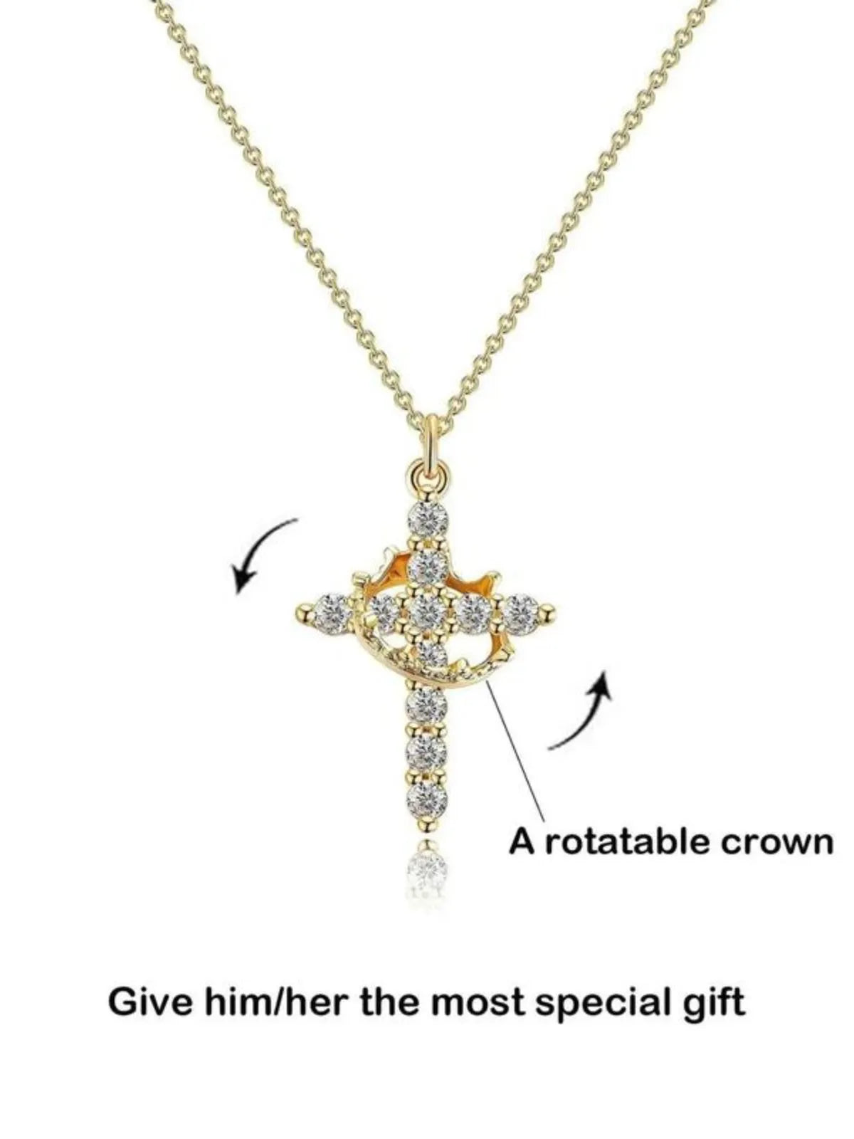 1pc Simple Crown Cross Pendant All-match Exquisite Jewelry Necklace for Women & Men