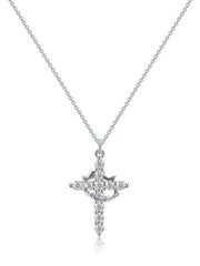 1pc Simple Crown Cross Pendant All-match Exquisite Jewelry Necklace for Women & Men