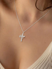 1pc Simple Crown Cross Pendant All-match Exquisite Jewelry Necklace for Women & Men