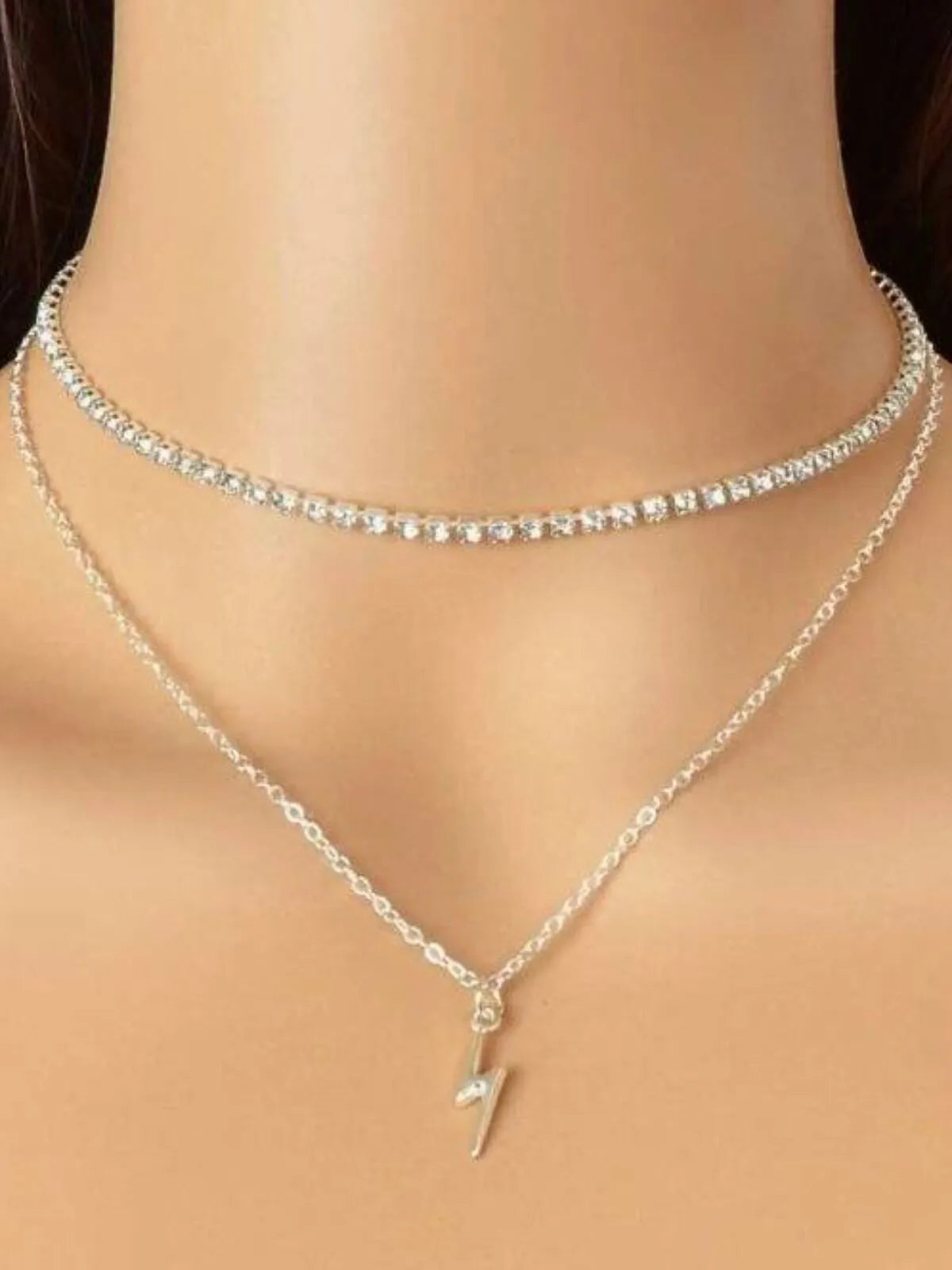 Elegant Style 2pcs Solid Metal Button Alloy Necklaces