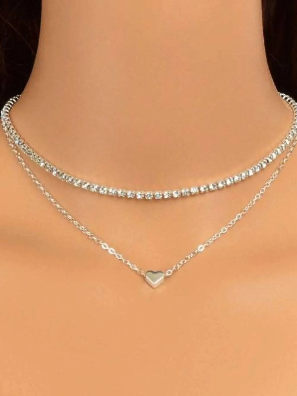 Elegant Style 2pcs Solid Metal Button Alloy Necklaces