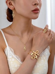 Elegant Style 4 Piece Set Aluminum Alloy Music Note Earrings & Necklace & Ring & Bracelet Jewelry Set