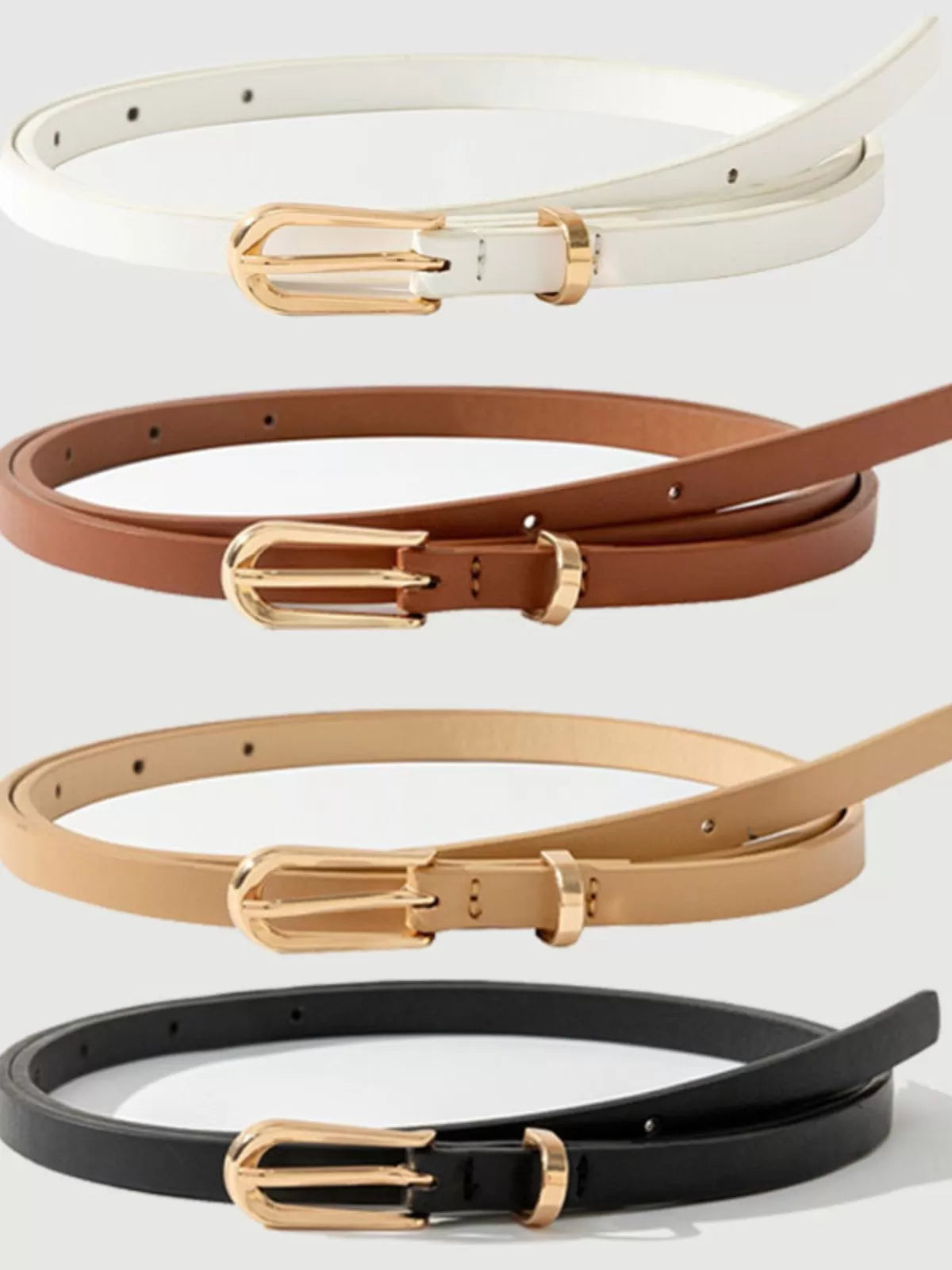 Elegant Style 4pcs Solid Metal Button Pu Leather Belt