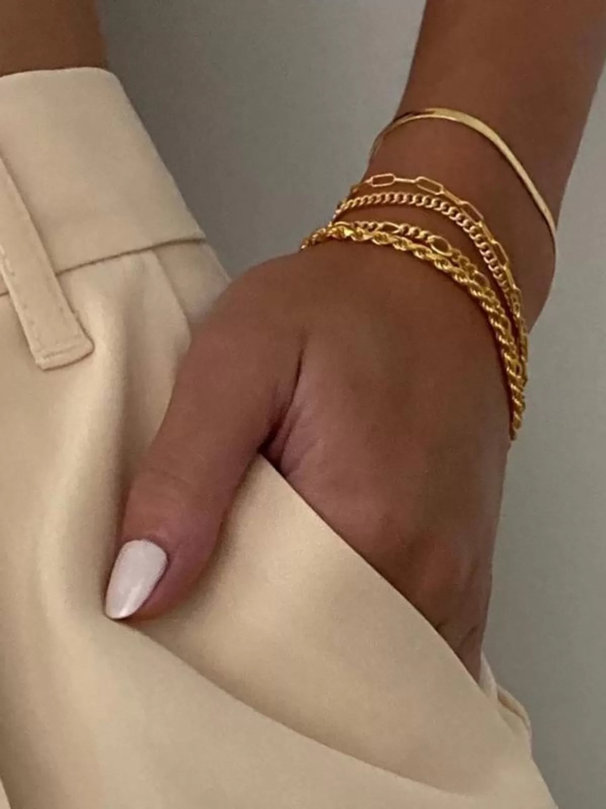 5pcs Trendy Thin Dainty Stackable Cuban Link Paperclip Chain Bracelet