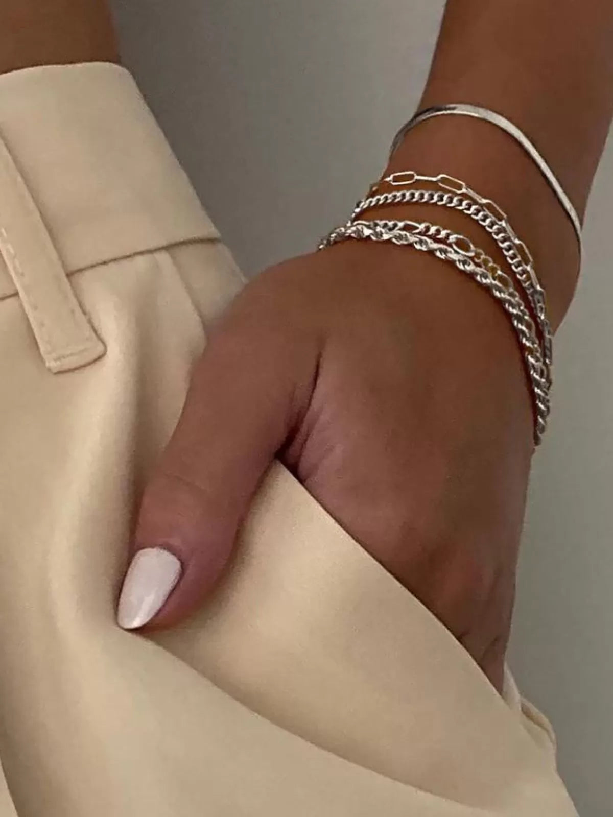 5pcs Trendy Thin Dainty Stackable Cuban Link Paperclip Chain Bracelet