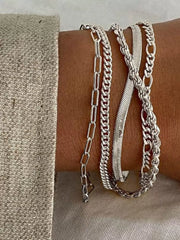 5pcs Trendy Thin Dainty Stackable Cuban Link Paperclip Chain Bracelet