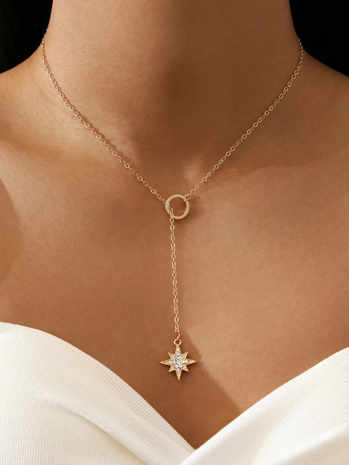 Everyday Crystal Accent Zinc Alloy 1pc Y Necklace 