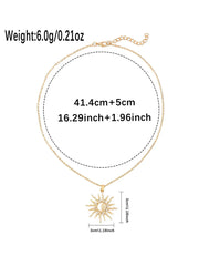 Exude Vacation Charm with Dazzling Gold Alloy Sun - Shaped Necklace