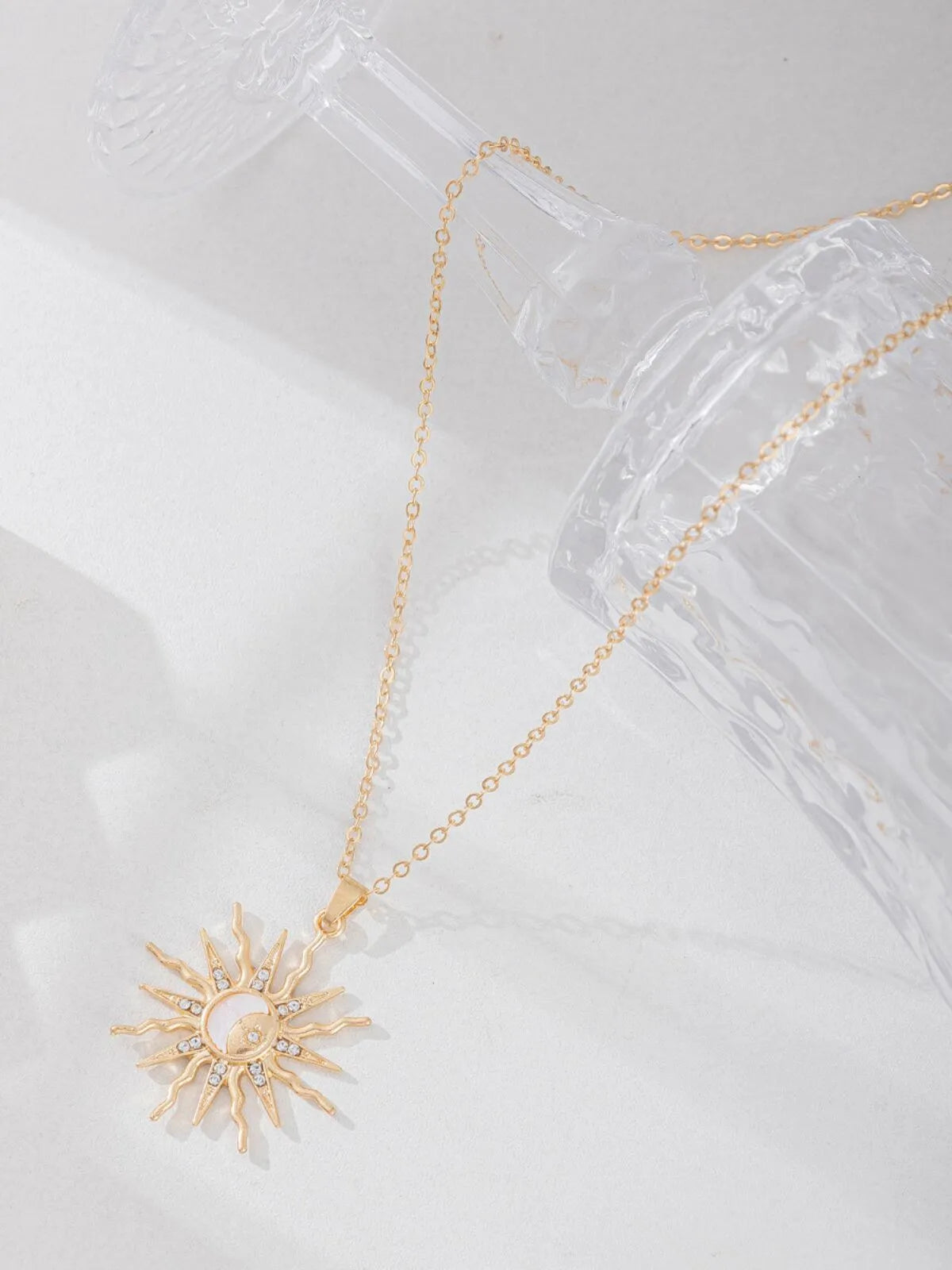 Exude Vacation Charm with Dazzling Gold Alloy Sun - Shaped Necklace