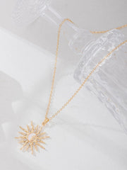 Exude Vacation Charm with Dazzling Gold Alloy Sun - Shaped Necklace