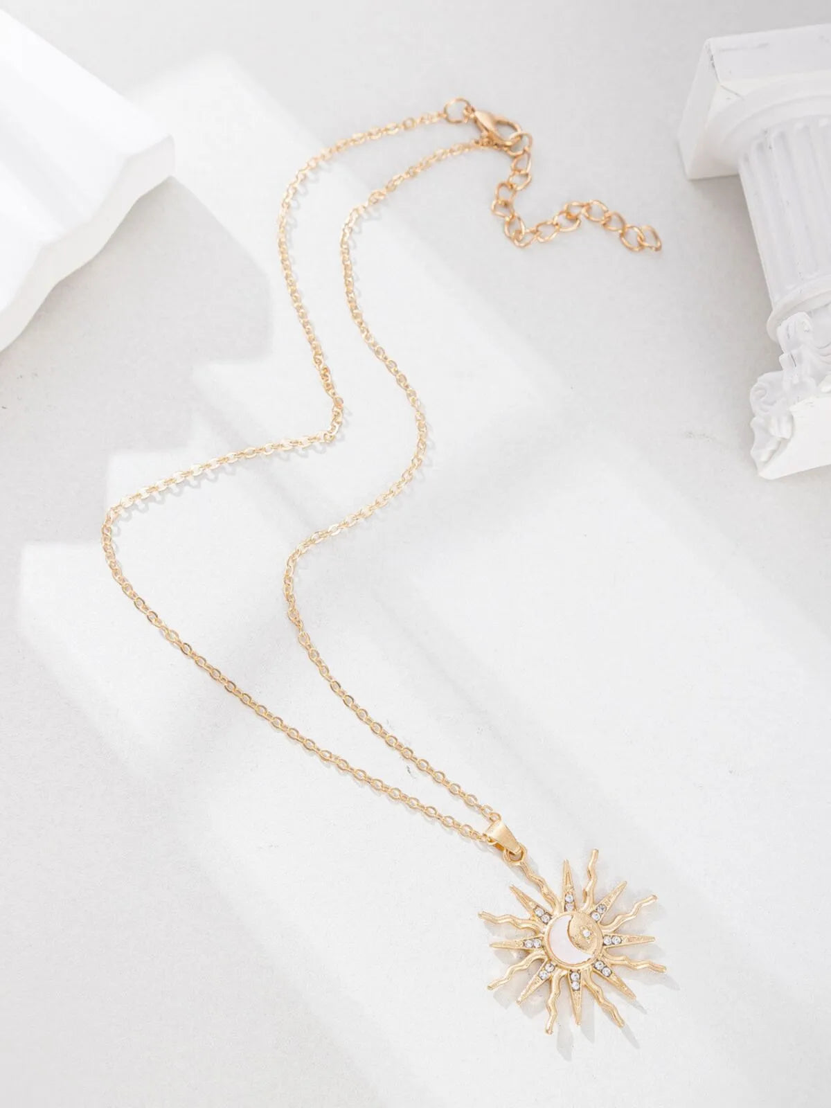 Exude Vacation Charm with Dazzling Gold Alloy Sun - Shaped Necklace