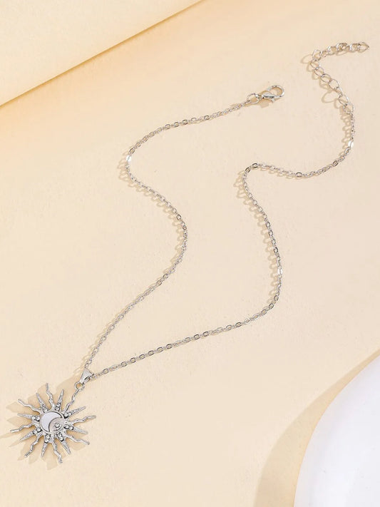 Exude Vacation Charm with Dazzling Gold Alloy Sun - Shaped Necklace 1200