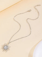 Exude Vacation Charm with Dazzling Gold Alloy Sun - Shaped Necklace