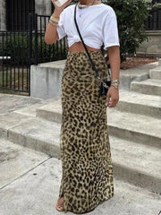 Fashion Fitted High Waist Daily Outdoor Wear Bodycon Leopard Printed Long Skirt