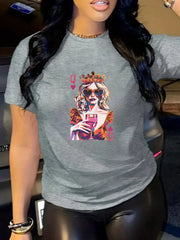 Figure Print Round Neck Regular Sleeve Short Sleeve Regular T-shirt