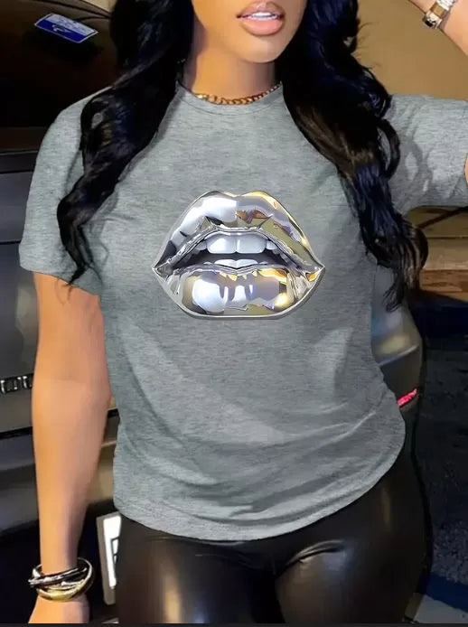 Figure Print Round Neck Regular Sleeve Short Sleeve Regular T-shirt