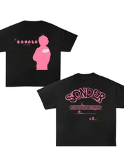 Y2K Fashion Graphic Figure Print Fit Round Neck T-shirt SONDER Text Design