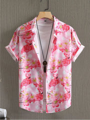 Flamingo Button Lapel Regular Shirts