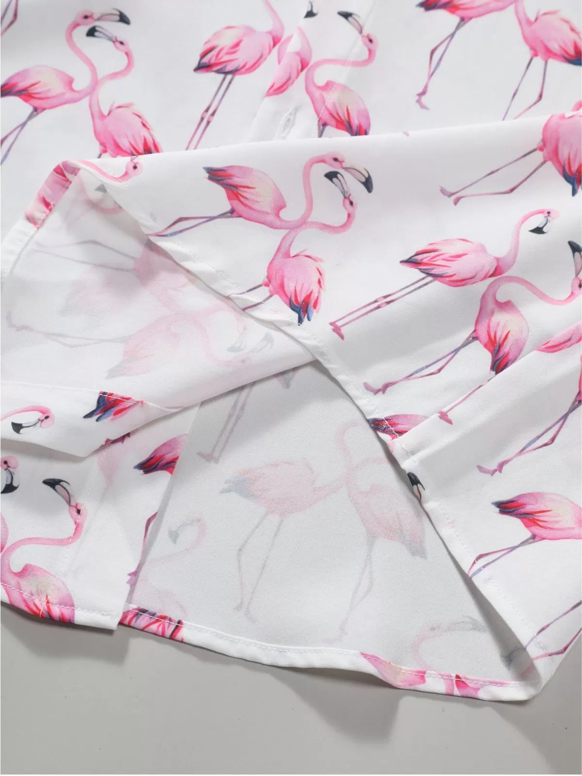 Flamingo Button Lapel Regular Short Sleeve Shirt