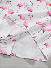 Flamingo Button Lapel Regular Short Sleeve Shirt