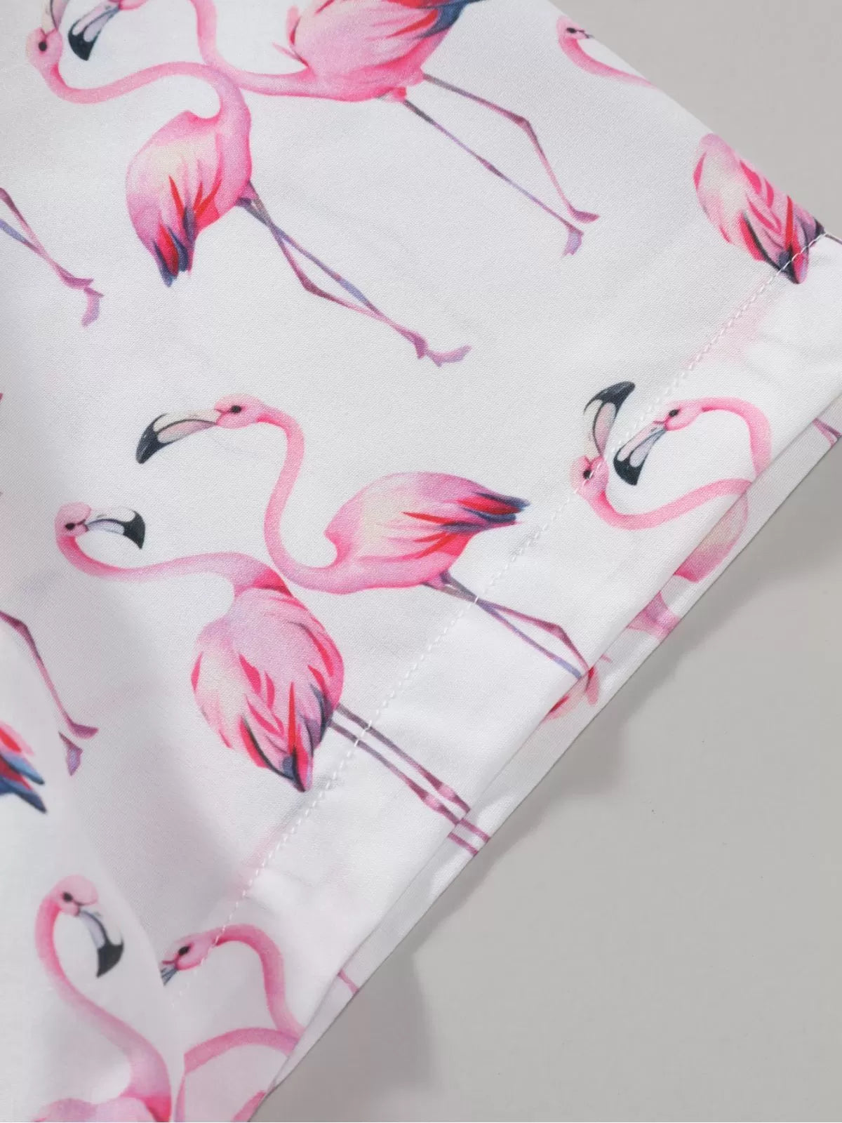 Flamingo Button Lapel Regular Short Sleeve Shirt
