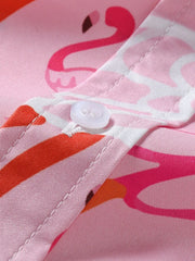 Flamingo Floral Summer Vacation Hawaii Shirts & Solid Shorts