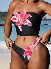 Floral Backless Medium Rise Tankini