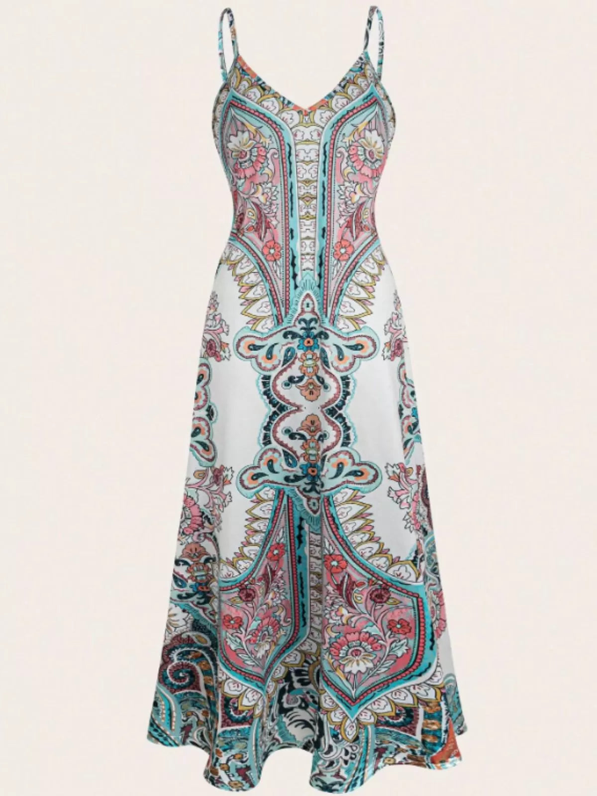 Floral Backless Spaghetti Strap A-line Dress