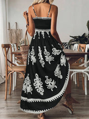 Graphic Backless Spaghetti Strap A-line Dress