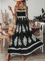 Graphic Backless Spaghetti Strap A-line Dress