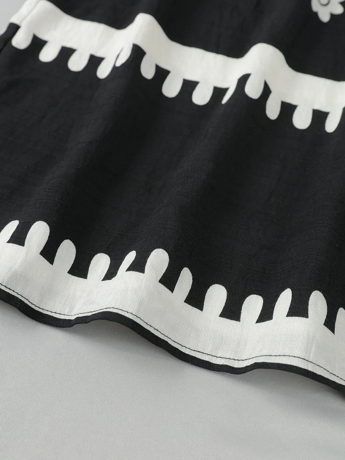 Graphic Backless Spaghetti Strap A-line Dress