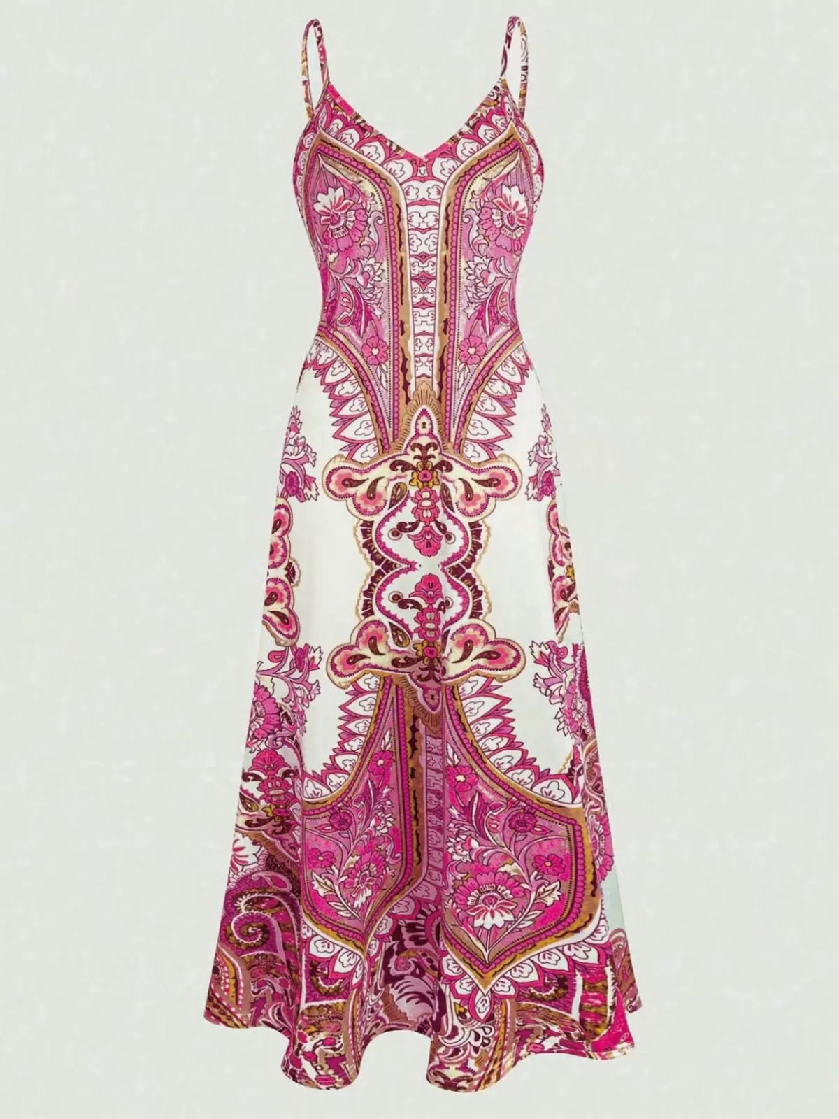 Floral Boho Backless Spaghetti Strap A-line Dress for Beach Holiday Vacation