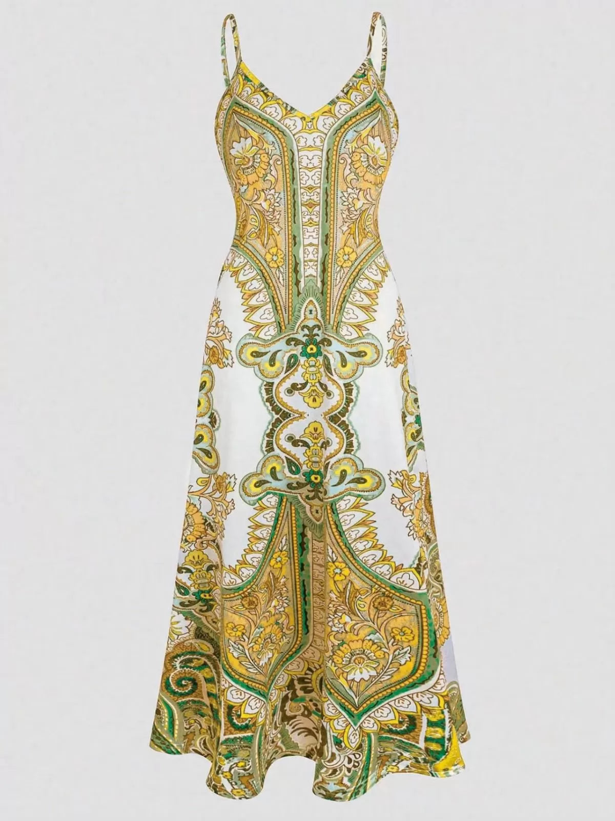 Floral Boho Backless Spaghetti Strap A-line Dress for Beach Holiday Vacation