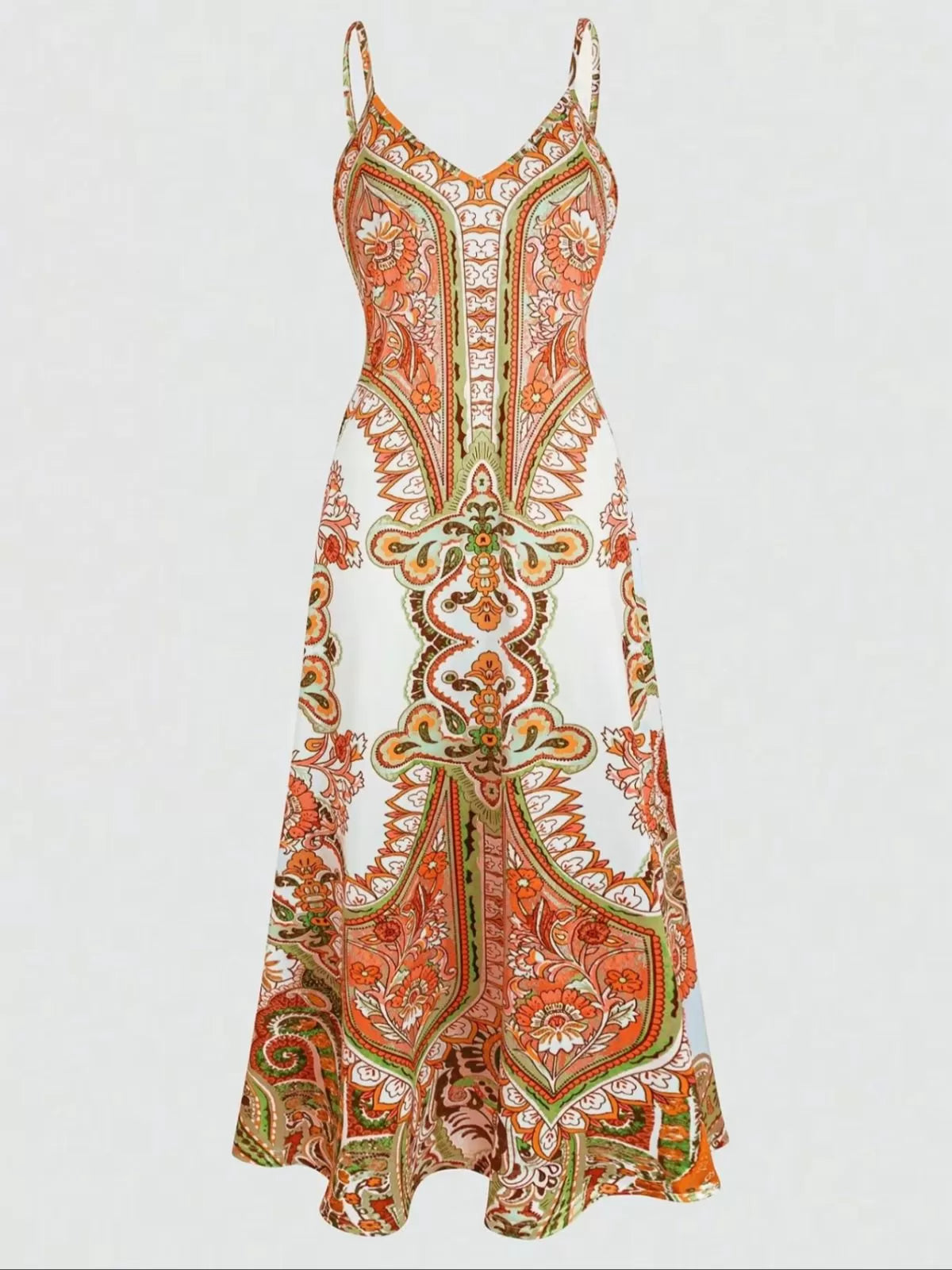 Floral Boho Backless Spaghetti Strap A-line Dress for Beach Holiday Vacation