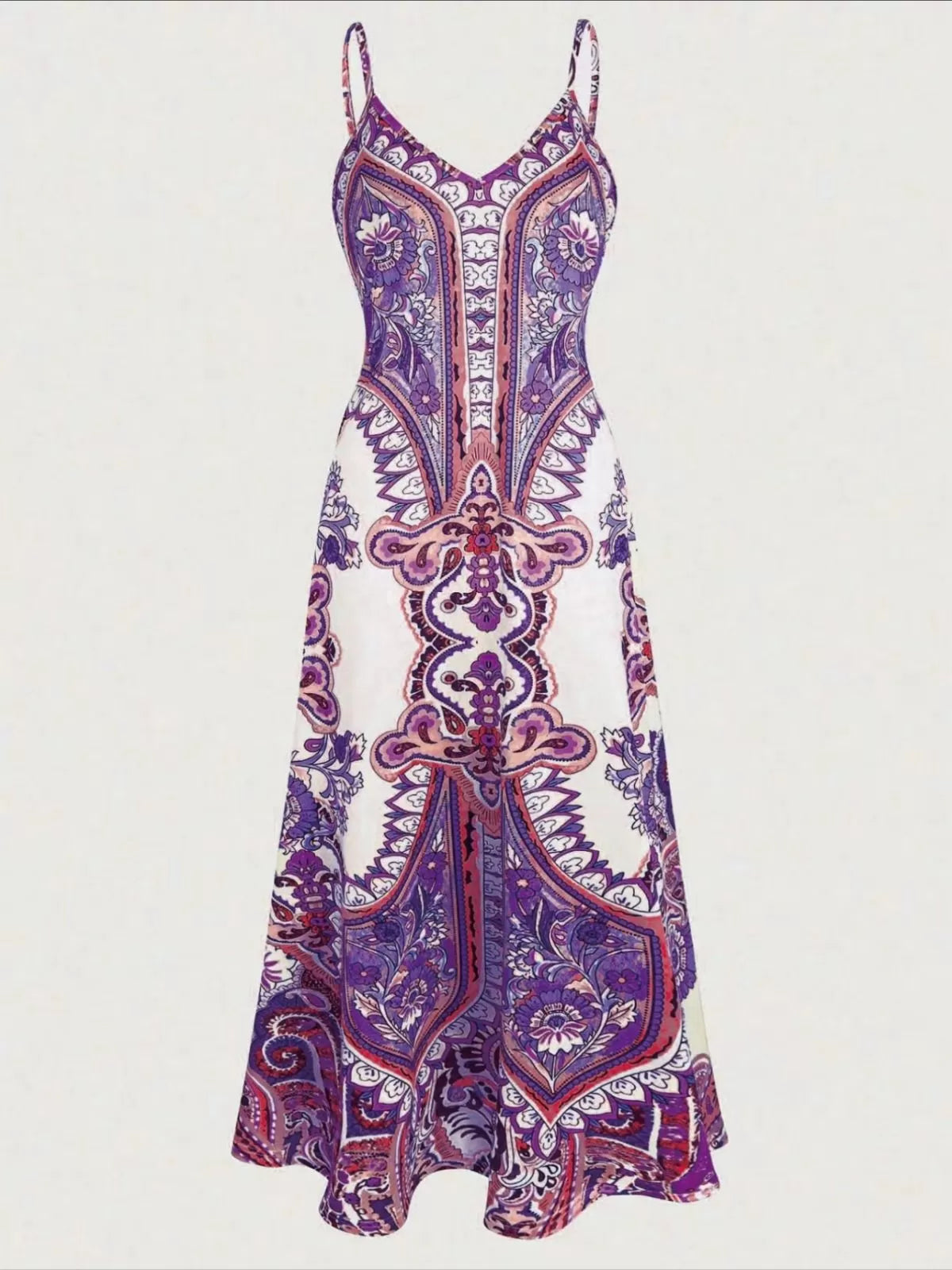 Floral Boho Backless Spaghetti Strap A-line Dress for Beach Holiday Vacation