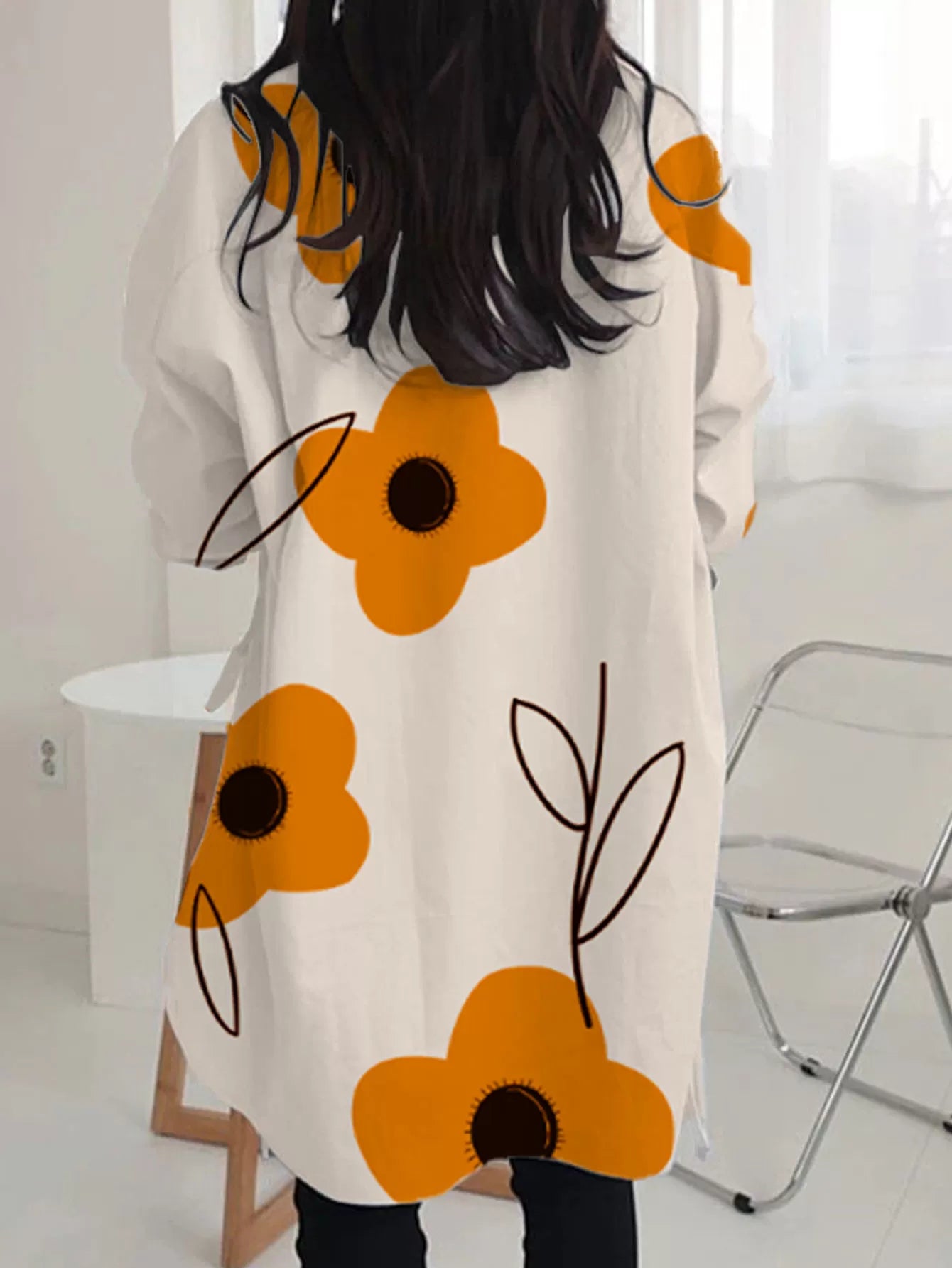 Floral Button Lapel Regular Sleeve Long Sleeve Blouse
