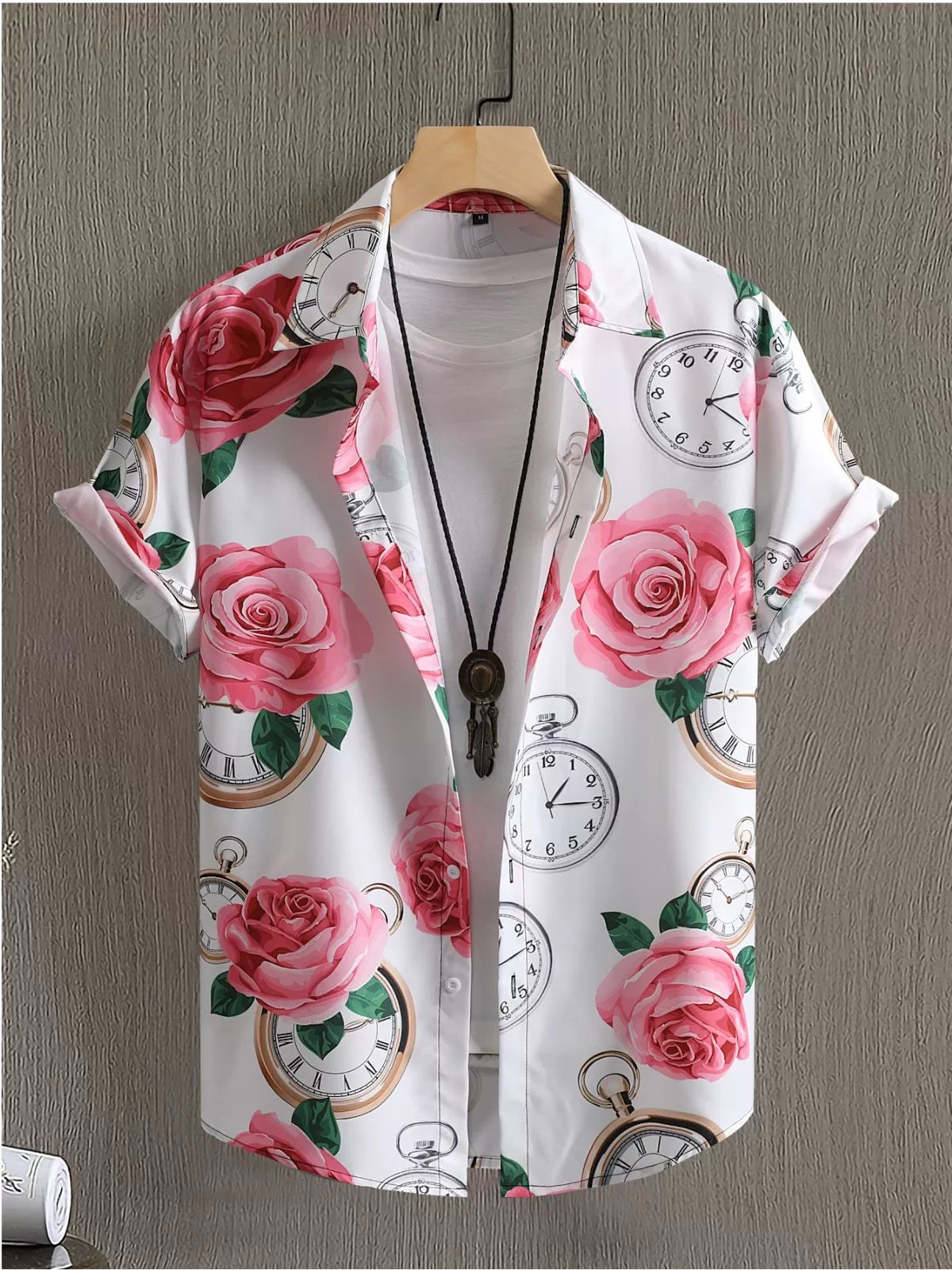 Floral Button Lapel Regular Shirts